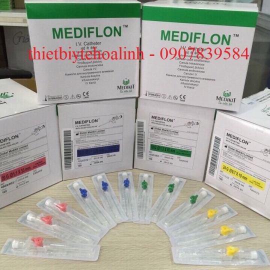 Kim luồn tĩnh mạch Mediflon 16G ,18G, 20G,22G,24G Hộp 100 cái ( CÓ CỔNG BƠM THUỐC)